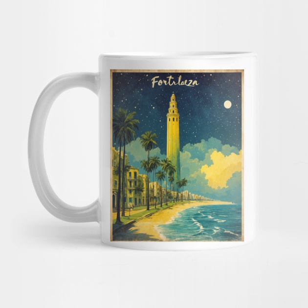 Fortaleza Brazil Starry Night Vintage Tourism Travel Poster by TravelersGems